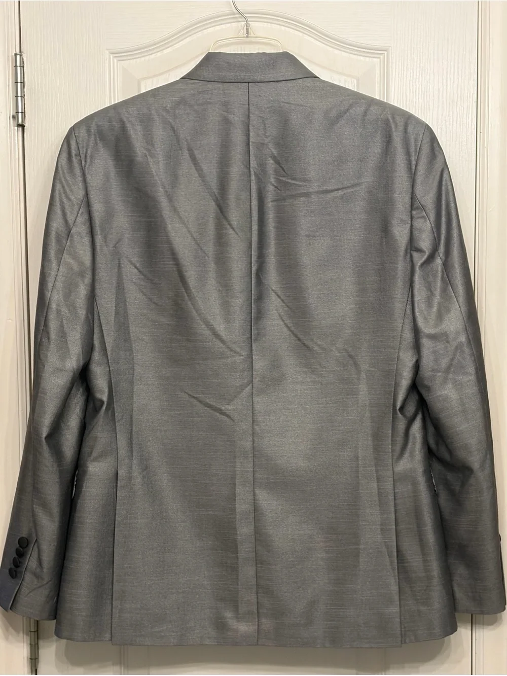 TALLIA Metallic Silver-Gray Tuxedo Jacket with Black Satin Peak Lapel
